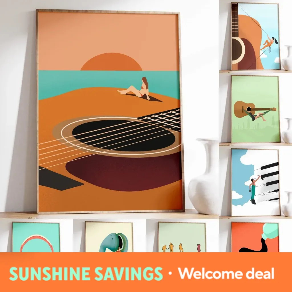 Musical Instrument Guitar - Vintage Music Art Funny Abstract Instrumental