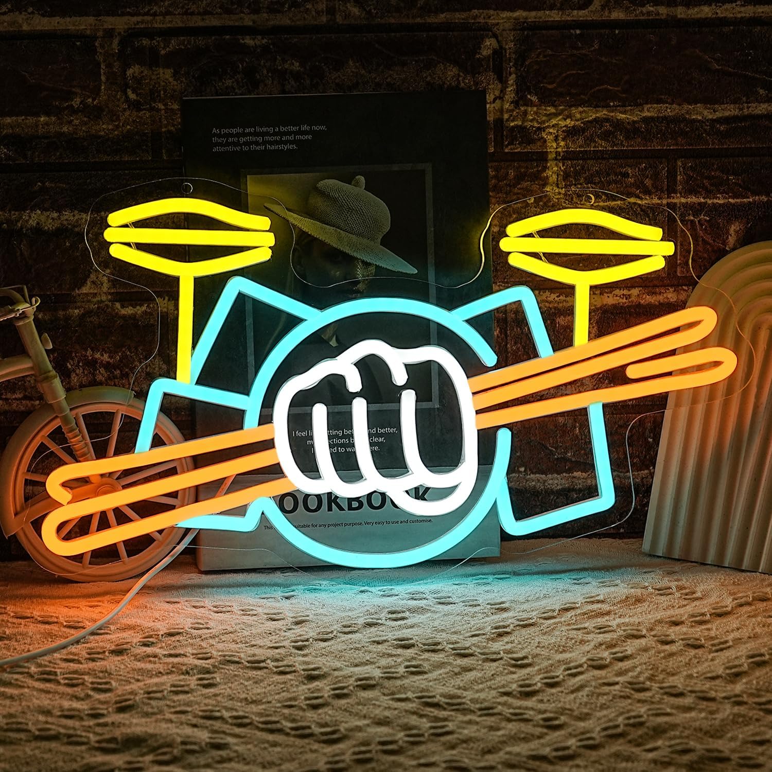 Drum Set Neon Sign USB Powered - Musical Instruments review and price