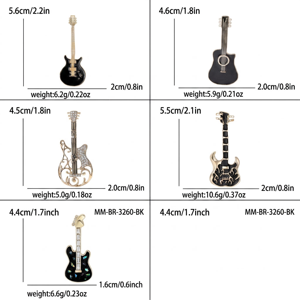 Trendy Enamel Guitar Brooches  - Musical Instrument Symbols review and price
