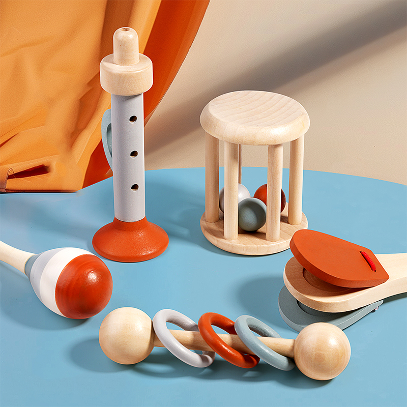 Natural Wooden Rattle Toy Set  - Musical Instrument Drawing review and price