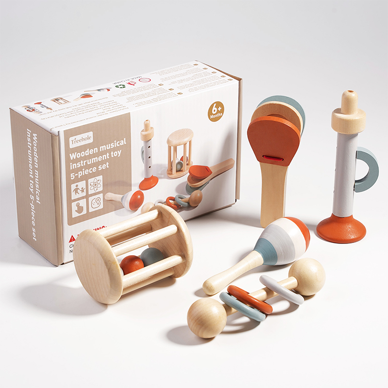 Natural Wooden Rattle Toy Set  - Musical Instrument Drawing review and price