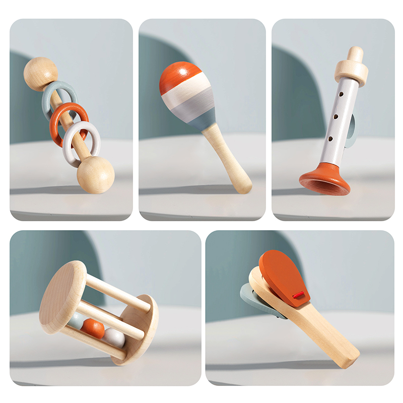 Natural Wooden Rattle Toy Set  - Musical Instrument Drawing review and price
