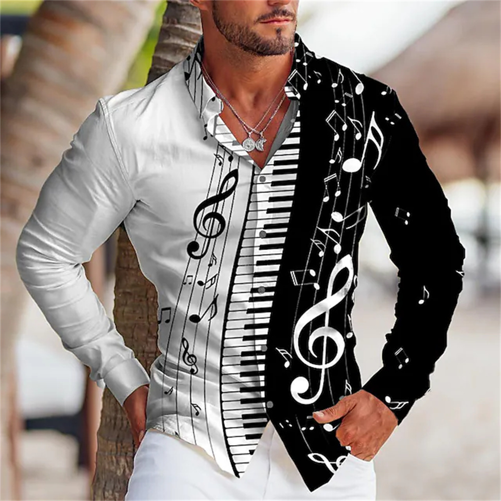 2025 Summer Men's Long Sleeves - Musical Instrument Symbols review and price
